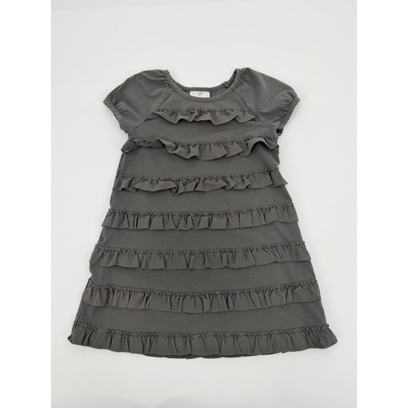 Hanna Andersson Other - Hanna Andersson Girl 100 Charcoal Ruffle Tiered Short Sleeve Cotton Dress Casual